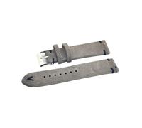EDVENA Watchbands Retro Genuine Leather Men Women 18mm 20mm 22mm 24mm Soft Suede Watch Band Strap Metal Pin Buckle Accessories(Gray-Black Line,20mm)