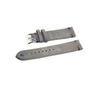 EDVENA Watchbands Retro Genuine Leather Men Women 18mm 20mm 22mm 24mm Soft Suede Watch Band Strap Metal Pin Buckle Accessories(Gray-Red Blue Line,22mm)