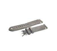 EDVENA Watchbands Retro Genuine Leather Men Women 18mm 20mm 22mm 24mm Soft Suede Watch Band Strap Metal Pin Buckle Accessories(Gray-White Line,18mm)