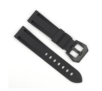 EDVENA Waterproof Silicone Rubber Watch Strap 20mm 22mm 24mm Stainless Steel Silver Black Buckle Watchband Replacement Compatible with Panerai(Black-Black Buckle,24mm)