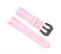 EDVENA Waterproof Silicone Rubber Watch Strap 20mm 22mm 24mm Stainless Steel Silver Black Buckle Watchband Replacement Compatible with Panerai(Pink-Black Buckle,22mm)