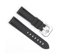 EDVENA Waterproof Silicone Rubber Watch Strap 20mm 22mm 24mm Stainless Steel Silver Black Buckle Watchband Replacement Compatible with Panerai(Black-Silver Buckle,20mm)