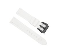 EDVENA Waterproof Silicone Rubber Watch Strap 20mm 22mm 24mm Stainless Steel Silver Black Buckle Watchband Replacement Compatible with Panerai(White-Black Buckle,22mm)