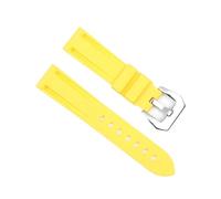 EDVENA Waterproof Silicone Rubber Watch Strap 20mm 22mm 24mm Stainless Steel Silver Black Buckle Watchband Replacement Compatible with Panerai(Yellow-Silver Buckle,20mm)