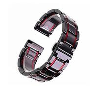 EDVTK35 14 15 16 17 18 19 20 21 22 23 24 Mm Luxury Ceramic Band White Black Rose Gold Men's Ladies Watch Strap Bracelet Belt(Black and red,16mm)