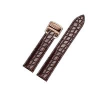 EDVTK35 18 20 22 23 24 25mm Crocodile Genuine Leather Watch Strap Compatible With Cartier Tank London Solo Leather Watchband Men Women(Brown rose gold,18mm)