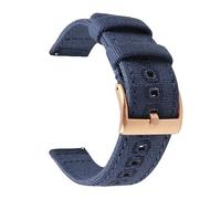 EDVTK35 18mm 20mm 22mm Braided Canvas Strap Compatible With Samsung Galaxy Watch 3/4 40mm 44mm Classic 46mm 42mm Quick Release Bracelet(Blue rose gold,18mm)