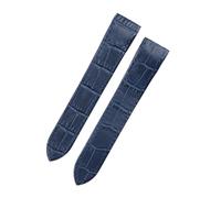 EDVTK35 20/23mm Soft Texture Leather Watchband Fit Compatible With Cartier Strap Compatible With Santos Watch Band Butterfly Buckle Bracelet Accessories(Blue,20MM WITH LOGO_ROSE GOLD BUCKLE)