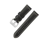 EDVTK35 20mm 22mm 24mm 26mm Matte Genuine Leather Watch Strap Oil Wax Cowhide Watch Band Retro Crazy Horse Wristband(ZW Black,24mm)
