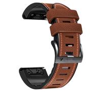 EDVTK35 22 26MM Leather+Silicone Watch Band Straps Compatible With Garmin Fenix 7X 7 6X 6 Pro 5X 5 Epix Gen 2 Smartwatch EasyCompatible With Wristbands Bracelet(Silicone Leather BR)