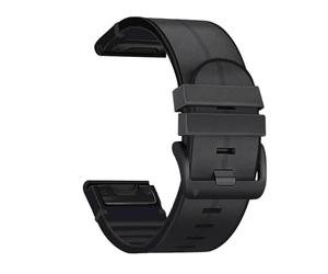 EDVTK35 22 26MM Leather+Silicone Watch Band Straps Compatible With Garmin Fenix 7X 7 6X 6 Pro 5X 5 Epix Gen 2 Smartwatch EasyCompatible With Wristbands Bracelet(Silicone)