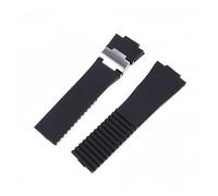 EDVTK35 25mm*12mm Black Brown Blue Waterproof Silicone Rubber Strap Folding Buckle Wristband Strap Bracelet Compatible With Ulysse Nardin Watch Band(Black and metal,26MM_WITH ROSE GOLD BUCKL)