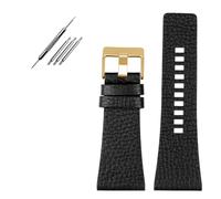 EDVTK35 Compatible With Diesel/POlice Watchbands Men's Wrist Large Size Watch Bands 26MM 28MM 30MM 32MM Black Brown Genuine Calf Hide Leather Strap(Black RG,30mm)