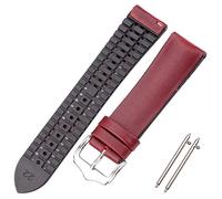 EDVTK35 Cowhide And Silicone Watch Strap Bracelet 18 20 22mm Men Women Waterproof Breathable Watchbands Watches Clock Accessories(Red Brown,18mm)