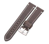 EDVTK35 Cowhide Watchband 18 20 22 24mm Vintage Genuine Leather Replacement Watch Band Strap With Brushed Stainless Steel Buckle(Green Silver Clasp,20mm)