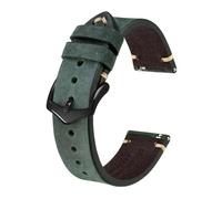 EDVTK35 Crazy Horse Leather Watch Strap Bands,18mm 20mm 22mm,Compatible With Smartwatch Huawei Compatible With Samsung Galaxy Gear,Black Green Brown(Green-Black Buckle,20mm)