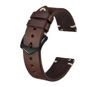 EDVTK35 Crazy Horse Leather Watch Strap Bands,18mm 20mm 22mm,Compatible With Smartwatch Huawei Compatible With Samsung Galaxy Gear,Black Green Brown(Coffee Brown-Black,20mm)