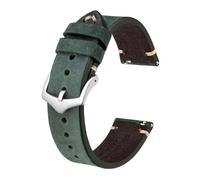 EDVTK35 Crazy Horse Leather Watch Strap Bands,18mm 20mm 22mm,Compatible With Smartwatch Huawei Compatible With Samsung Galaxy Gear,Black Green Brown(Green-Silver Buckle,20mm)