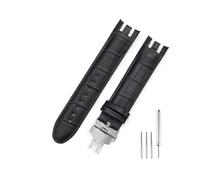 EDVTK35 Crocodile Pattern Cowhide Watch Strap Compatible With Swatch Accessories Black Bifurcate Concave Interface 21MM Colloidal Particles Wrist