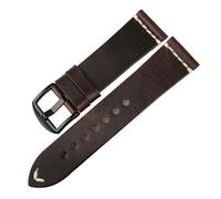 EDVTK35 Genuine Cow Leather Watch Strap Handmade Watchbands Vintage Red Wristband Compatible With 20mm 22mm 24mm Band(Dark Brown B,22mm)