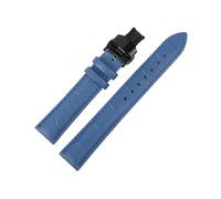EDVTK35 Genuine Leather Bamboo Pattern Strap Butterfly Buckle Black Brown Blue Watchband 18mm 20mm 22mm 24mm Bracelet Watch Accessories(Blue-B Butterfly,18mm)