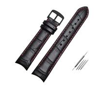 EDVTK35 Genuine Leather Bracelet Curved End Watch Strap 20mm Compatible With Citizen BL9002-37 05A BT0001-12E 01A Watch Band 21mm Watchband 22mm(Black red pin b,21mm)