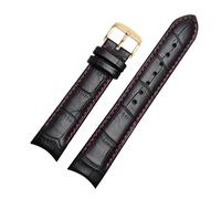 EDVTK35 Genuine Leather Bracelet Curved End Watch Strap Compatible With Citizen BL9002-37 05A BT0001-12E 01A Watch Band 20mm 21mm 22mm Watchband(Red gold pin,20mm)
