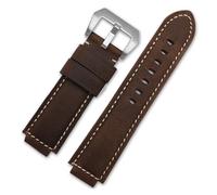 EDVTK35 Genuine Leather Compatible With Timex TW2R55500 T2N720 T2N721 T2N739 Watchband 24 * 16mm Lug End Watch Straps Khaki Black Brown Accessories(Dark brown silver)
