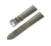 EDVTK35 Genuine Leather Litchi Pattern Soft Strap Men's Ladies Pin Buckle Elephant Grey Apricot Purple Watch Accessories(Elephant Grey,22mm)