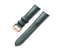 EDVTK35 Genuine Leather Litchi Pattern Soft Strap Men's Ladies Pin Buckle Elephant Grey Apricot Purple Watch Accessories(Dark green rose,22mm)