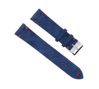 EDVTK35 Genuine Leather Suede Watch Strap Retro Watchband 18mm 19mm 20mm 22mm Gray Blue Accessories(Royalblue-red wire,22mm)