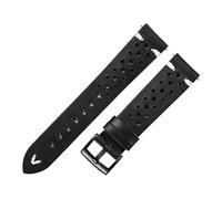 EDVTK35 Genuine Leather Watch Band Strap Porous 18mm 20mm 22mm Dark Brown Handmade Oil Wax Quick Release(Black-black clasp,18mm)