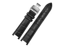 EDVTK35 Genuine Leather Watch Strap Compatible With MK Michael Kors Mike Coles Mk2277 2425 Waterproof Sweat-Proof Notch Band 20mm Wrist(Black-Steel-B1)