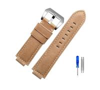EDVTK35 Genuine Leather Watch Strap Compatible With Timex Watch T2N721 T2N720 739 TW2T6300 Band 24 * 16mm Watchband With Screw And Tools(Kahki silver buckle)