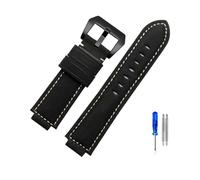 EDVTK35 Genuine Leather Watch Strap Compatible With Timex Watch T2N721 T2N720 739 TW2T6300 Band 24 * 16mm Watchband With Screw And Tools(Black black buckle)