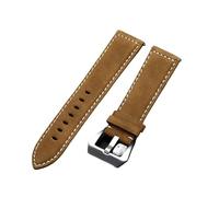 EDVTK35 Genuine Leather Watchband Bracelet Black Blue Brown Vintage Matte Watch Strap For Women Men 18mm 20mm 22mm 24mm Wrist Band(Yellow,24mm)