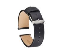 EDVTK35 Handmade Watch Band Soft Thin 18mm 20mm 22mm Genuine Leather Calfskin Strap Quick Release Straps Bracelet Retro Wristband(Black,20mm)
