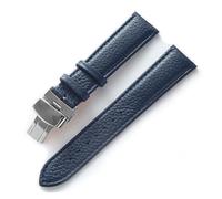 EDVTK35 Leather Strap Litchi Grain Leather Butterfly Buckle 14 16 18 20 22 Mm Strap Black Brown Blue Watch Accessories(Royal blue,13mm)