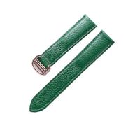 EDVTK35 Leather Watch Strap Litchi Soft Compatible With Tank London Accessories(Green rose buckle,22mm)