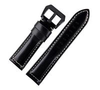 EDVTK35 Men's Business Genuine Leather Watch Band Leather Suitable For Panerai Strap 22mm 24mm 26mm Smooth Surface Brown Black(Black black buckle,20mm)