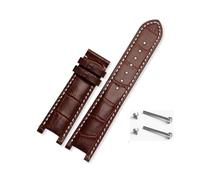 EDVTK35 Notched Leather Watch Strap 20 * 11mm 22 * 13mm Compatible With GC Guess Passa Genuine Lleathe Waterproof Watch Chain Men Women(Brown white-no,20x11mm)