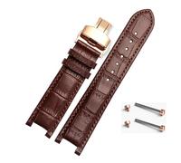 EDVTK35 Notched Leather Watch Strap 20 * 11mm 22 * 13mm Compatible With GC Guess Passa Genuine Lleathe Waterproof Watch Chain Men Women(Brown-rosegold,20x11mm)