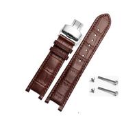 EDVTK35 Notched Leather Watch Strap 20 * 11mm 22 * 13mm Compatible With GC Guess Passa Genuine Lleathe Waterproof Watch Chain Men Women(Brown-silver,20x11mm)