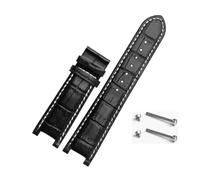 EDVTK35 Notched Leather Watch Strap 20 * 11mm 22 * 13mm Compatible With GC Guess Passa Genuine Lleathe Waterproof Watch Chain Men Women(Black white- no,20x11mm)