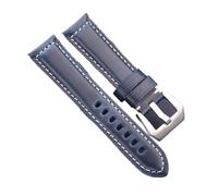 EDVTK35 Oil Wax Cowhide Genuine Leather Watchbands For Women Men Blue Green Yellow Red Strap In 20mm 22mm 24mm 26mm(Blue Silver Buckle,26mm)