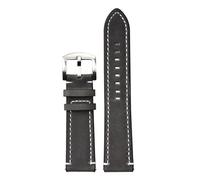 EDVTK35 Retro Genuine Leather Strap Handmade Crazy Horse Skin Cowhide Leather Watchband 18mm 20mm 22mm 24mm Mens Watch Band(Gray-silver buckle,20mm)