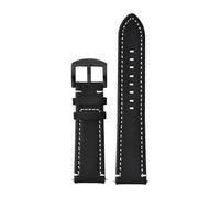 EDVTK35 Retro Genuine Leather Strap Handmade Crazy Horse Skin Cowhide Leather Watchband 18mm 20mm 22mm 24mm Mens Watch Band(Black-black buckle,20mm)