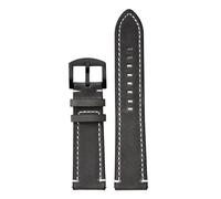 EDVTK35 Retro Genuine Leather Strap Handmade Crazy Horse Skin Cowhide Leather Watchband 18mm 20mm 22mm 24mm Mens Watch Band(Gray-black buckle,22mm)