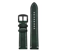 EDVTK35 Retro Genuine Leather Strap Handmade Crazy Horse Skin Cowhide Leather Watchband 18mm 20mm 22mm 24mm Mens Watch Band(Green-black buckle,24mm)