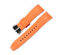 EDVTK35 Rubber Watch Strap, Suitable For 20mm 22mm 24mm Quick Release(Orange-Silver,22mm)